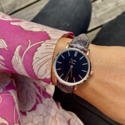 La Véritable F cuir python gris fond noir rg