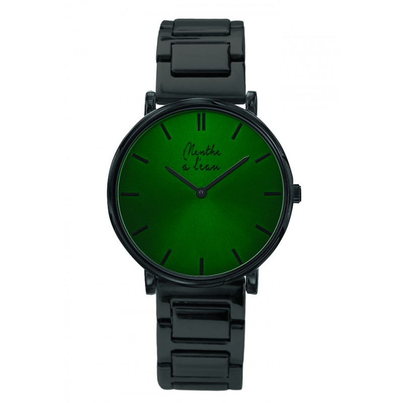 Montre Montre Mixte L'Intemporelle noire fond vert par Menthe à l'eau