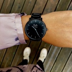 Montre Montre Mixte L'Intemporelle noire fond noir par Menthe à l'eau
