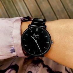 Montre Montre Mixte L'Intemporelle noire fond noir par Menthe à l'eau