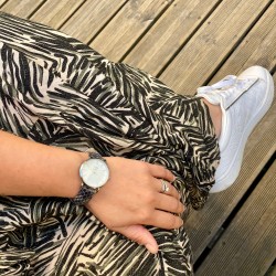 Montre Montre Femme La Véritable bracelet cuir python gris fond bla...