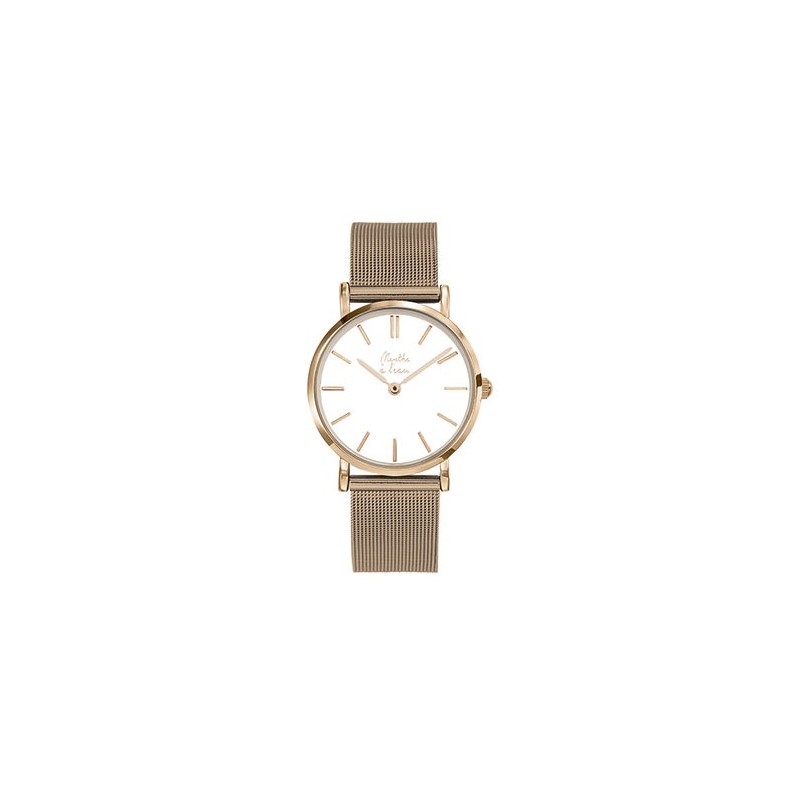 Montre Montre Femme La Milanaise Dorée rose fond blanc par Menthe à...