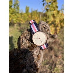 Montre Montre Femme La Résistante bracelet nato bleu/blanc/rose ros...