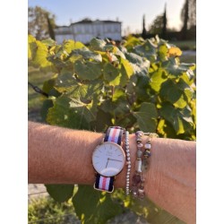 Montre Montre Femme La Résistante bracelet nato bleu/blanc/rose ros...