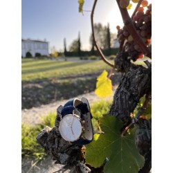 Montre Montre Femme La Véritable bracelet cuir jeans fond blanc ros...