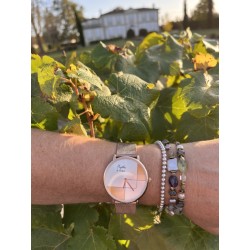 Montre Montre Mixte L'Indécise maille dorée orange design par Menth...