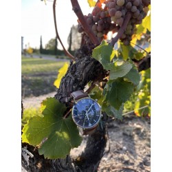 Montre Montre Homme La Précise bracelet cuir marron fond noir chrom...