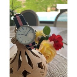 Montre Montre Femme La Résistante bracelet nato bleu/rose chromée p...