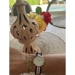 Montre Montre Femme La Résistante bracelet nato bleu/blanc/rose ros...