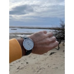 Montre Montre Homme La Véritable bracelet cuir vert fond blanc chro...