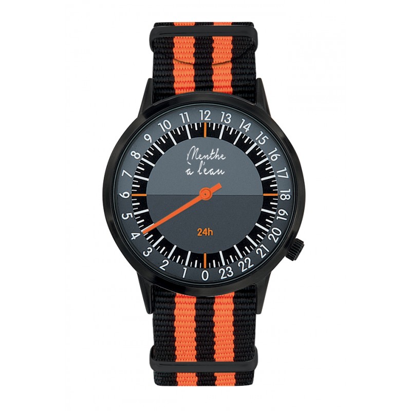 Montre Montre Homme La 24 Heures bracelet nato Noir-Orange par Ment...