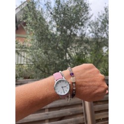 Montre Montre Femme La Véritable bracelet cuir Rose pastel fond bla...
