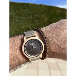 Montre Montre Bois L'Érable fond anthracite bracelet tissu et Cuir ...