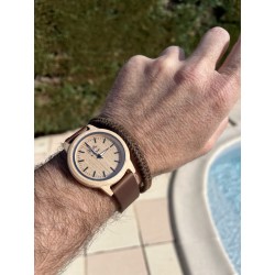 Montre Montre Bois L'Érable bracelet Croute de cuir marron cocarde ...