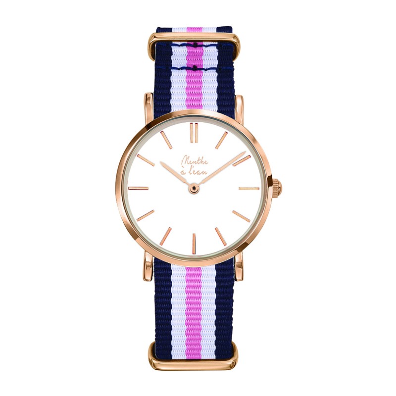 Montre Montre Femme La Résistante bracelet nato bleu/blanc/rose ros...