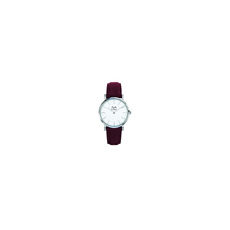 Montre Montre Femme La Véritable bracelet cuir bordeaux fond blanc ...