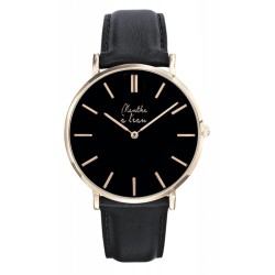 Montre Coffret Montre Véritable Femme et Homme Bracelet Cuir Noir f...