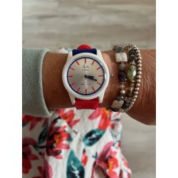 Montre Montre Mixte La Tricolore boitier blanc bracelet silicone bl...