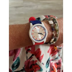 Montre Montre Mixte La Tricolore boitier blanc bracelet silicone bl...