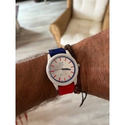 Montre Montre Mixte La Tricolore boitier blanc bracelet silicone bl...