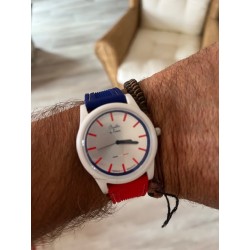 Montre Montre Mixte La Tricolore boitier blanc bracelet silicone bl...