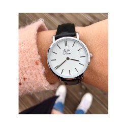 Montre Coffret Montre Véritable Femme et Homme Bracelet Cuir Noir f...