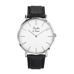Montre Coffret Montre Véritable Femme et Homme Bracelet Cuir Noir f...