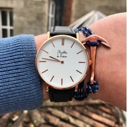 Montre Coffret Montre Véritable Femme et Homme Bracelet Cuir Noir f...