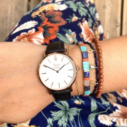 Montre Coffret Montre Véritable Femme et Homme Bracelet Cuir Noir f...