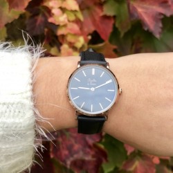 Montre Coffret Montre Véritable Femme et Homme Bracelet Cuir Noir f...