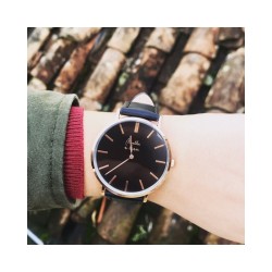 Montre Coffret Montre Véritable Femme et Homme Bracelet Cuir Noir f...