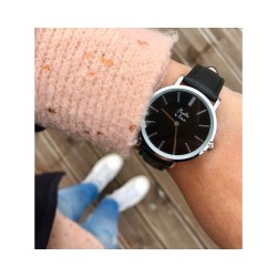 Montre Coffret Montre Véritable Femme et Homme Bracelet Cuir Noir f...