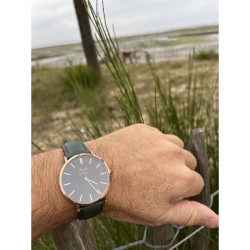 Montre Coffret Montre Véritable Femme et Homme Bracelet Cuir Vert f...