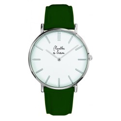 Montre Coffret Montre Véritable Femme et Homme Bracelet Cuir Vert f...