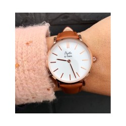 Montre Coffret Montre Véritable Femme et Homme Bracelet Cuir Camel ...