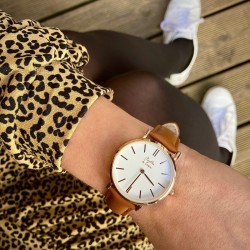 Montre Coffret Montre Véritable Femme et Homme Bracelet Cuir Camel ...