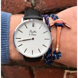 La Véritable H cuir noir fond blanc chromée