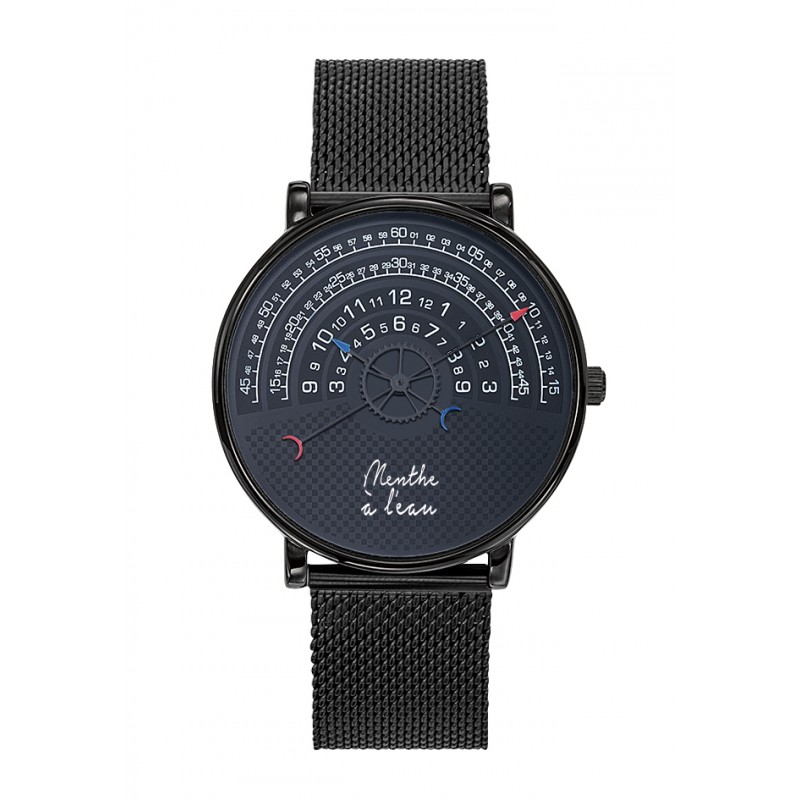 Montre Montre Mixte La Rapporteuse maille noire par Menthe à l'eau