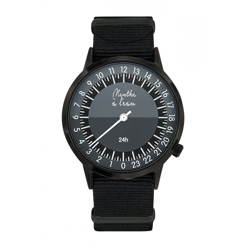 Montre Montre Homme La 24 Heures bracelet nato noir par Menthe à l'eau