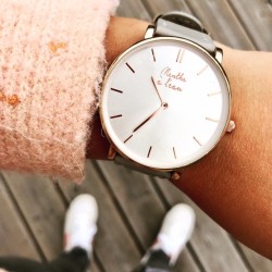 Montre Montre Mixte L'Indécise bracelet façon cuir gris fond soleil...