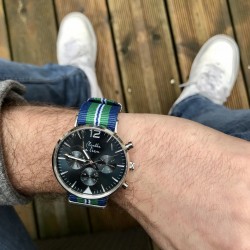 La Précise Homme bracelet nato bleu vert fond bleu Chromée