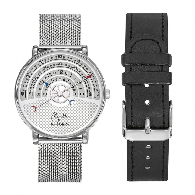 Montre Coffret Montre Mixte La Rapporteuse maille chromée + façon c...