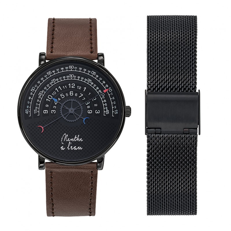 Montre Coffret Montre Mixte La Rapporteuse façon cuir marron + mail...