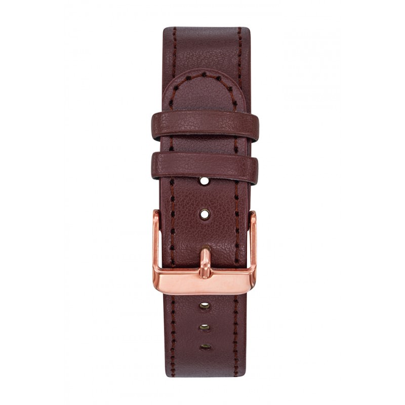 Montre Bracelet 18 mm façon cuir marron boucle dorée rose par Menth...