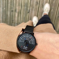 Montre Montre Mixte La Rapporteuse maille noire par Menthe à l'eau