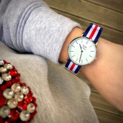 Montre Montre Femme La Résistante bracelet nato bleu/blanc/rouge fi...